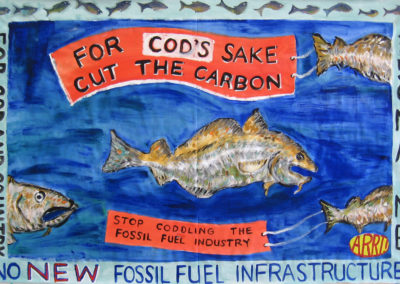 ARRT! banner protesting fossil fuels