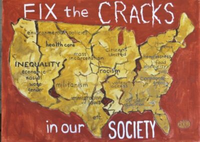 map of usa with cracks in our society