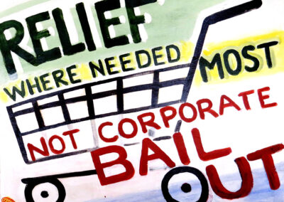 Road sign protesting corporate bail outs