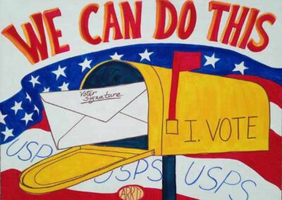 us mailbox with name I Vote .... and slogan we can do this